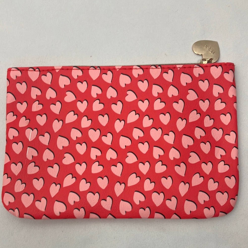 Ipsy Heart Patterned Red and Pink Pouch